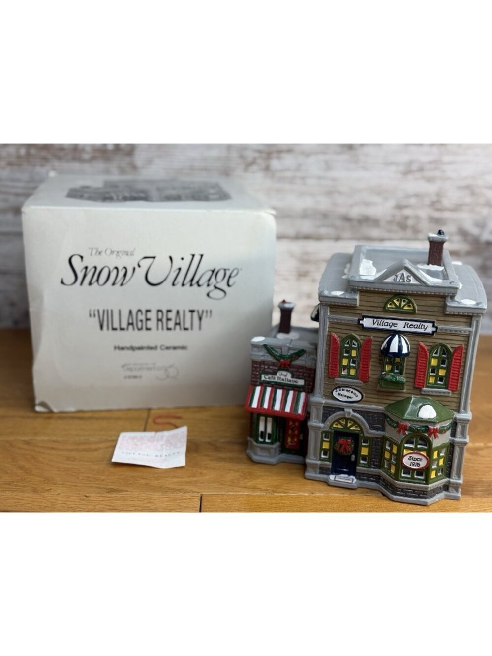 Vintage 1990 Dept 56 Snow Village Realty 5154-3 Lighted Retired Christmas